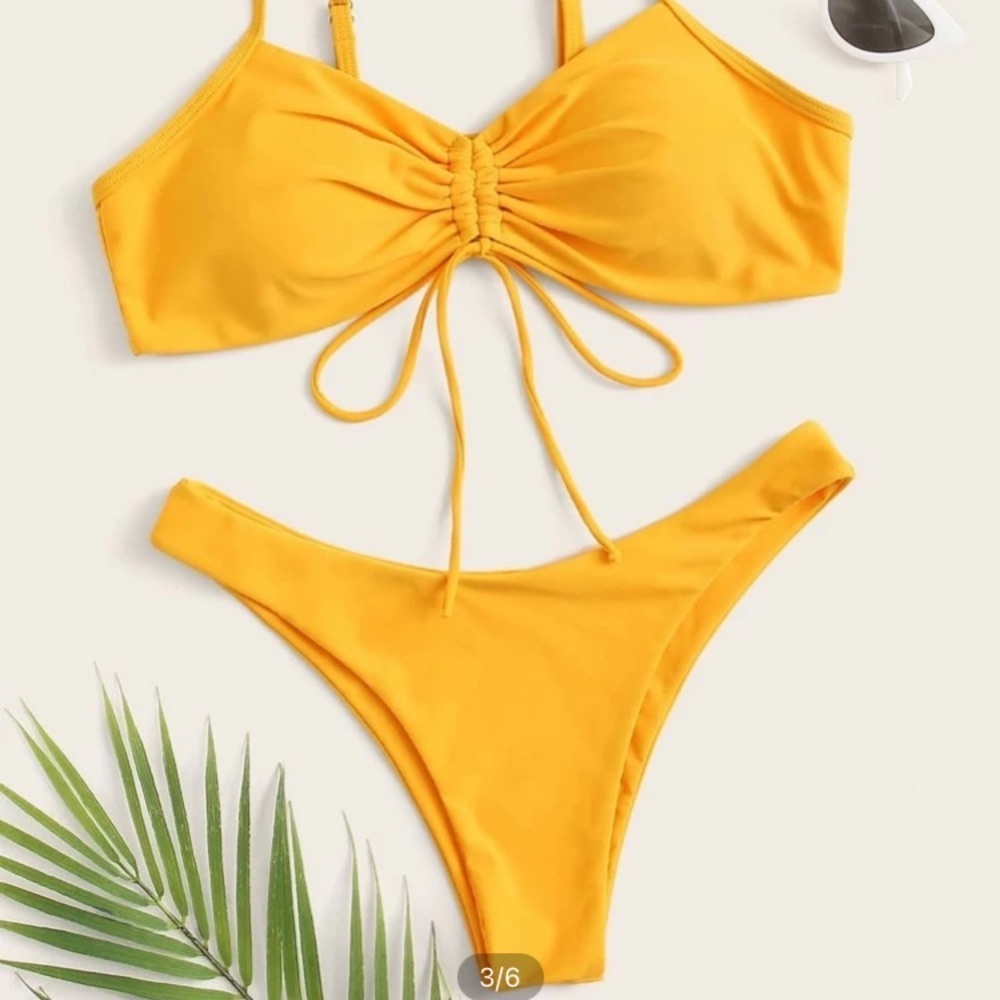 Yellow bikini set with cheeky bottoms